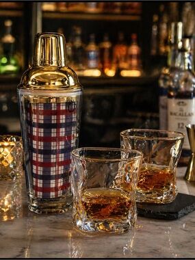 Ben Sherman 7pc Cocktail Set Shaker Glasses Whiskey Stones Bar Kit
